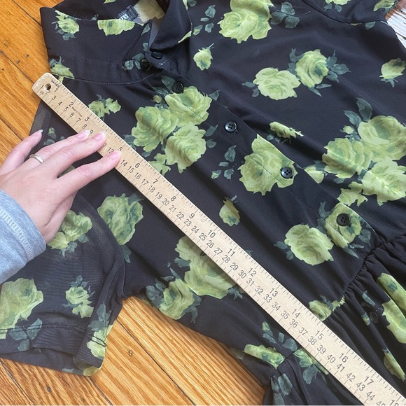 Urban Outfitters mesh sheer floral 90s dottie collared mini shirt dress size S - Picture 12 of 13